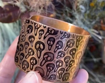 SPOOKY COPPER CUFF - Scream copper bracelet - ghost face copper cuff - boho bracelet - cuff bracelet