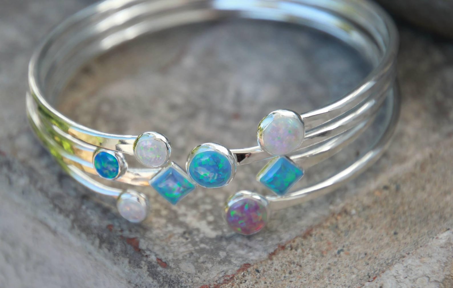 ADJUSTABLE OPAL BRACELET Opal Bangle Bracelet Bangle Etsy