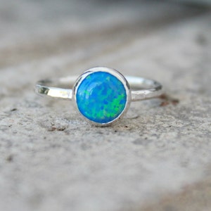 Opal Stacking ring ~ 8mm Opal ring - STERLING SILVER Opal RING - Gemstone Ring -Green opal -pink opal -colorful opal -stacking gemstone ring