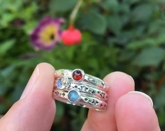 CELESTIAL BIRTHSTONE Ring - Star Gemstone ring - Moon Ring - natural gemstone ring ~ gemstone ring ~  birthstone ring