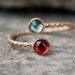 dual birthstone ring. two stone ring. gemstone couples ring. gold. double gemstone ring - mothers ring. double birthstone ring.
