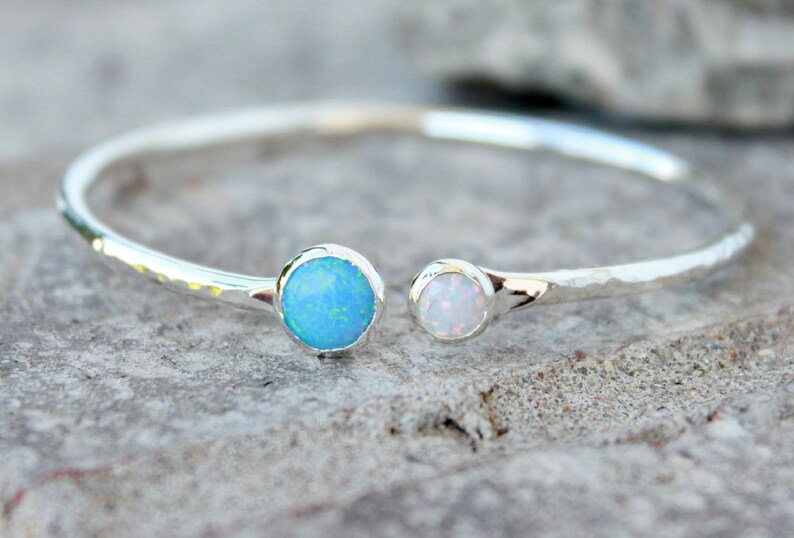 Bangle Bracelet Argentium Sterling Silver Bangle Bracelet Opal Bangle Bracelet Sterling Silver Bangle ADJUSTABLE OPAL BRACELET