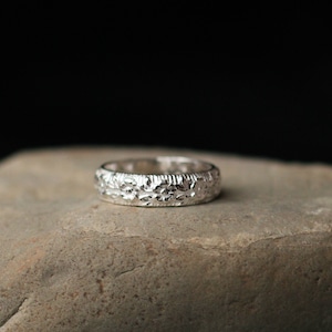 STERLING SILVER WILDFLOWER Band floral stack ring floral ring silver floral wedding band image 4