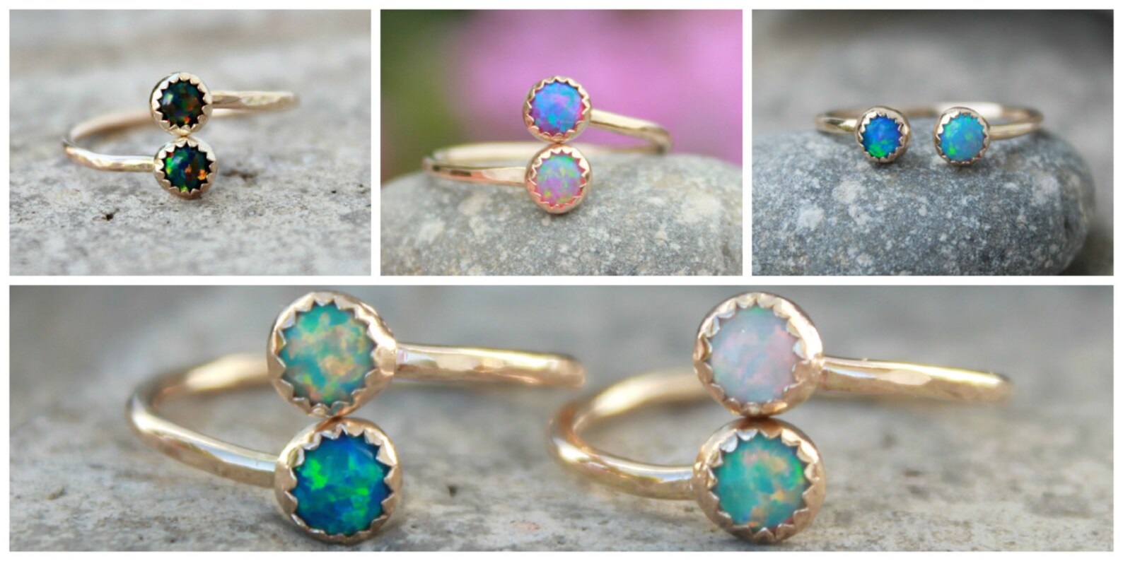 Gold Adjustable Opal Stacking Ring ~ Gold Opal Ring - Gold-filled Opal ...
