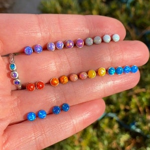 HYPOALLERGENIC TITANIUM OPAL Stud Earrings ~ opal earrings - Tiny Opal Earrings - Gemstone Earrings - October earrings
