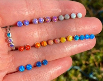 HYPOALLERGENIC TITANIUM OPAL Stud Earrings ~ opal earrings - Tiny Opal Earrings - Gemstone Earrings - October earrings