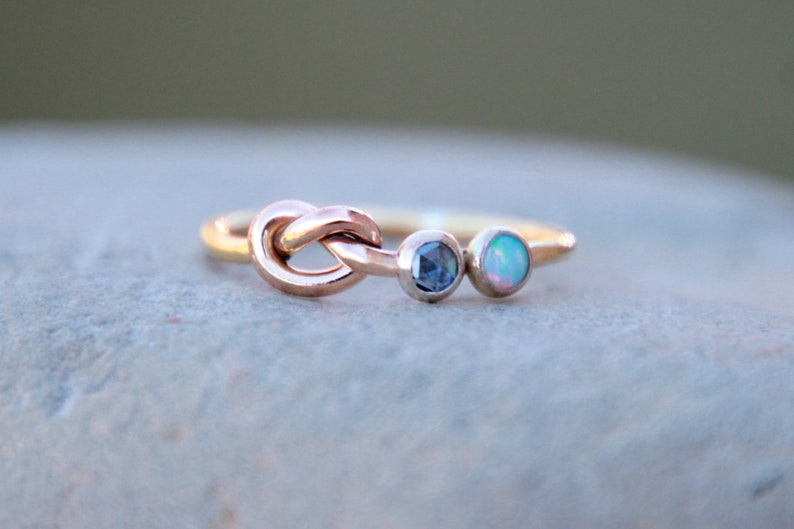 KNOT RING gemstone knot ring multi gemstone knot ring multi gemstone ring infinity knot love ring image 7