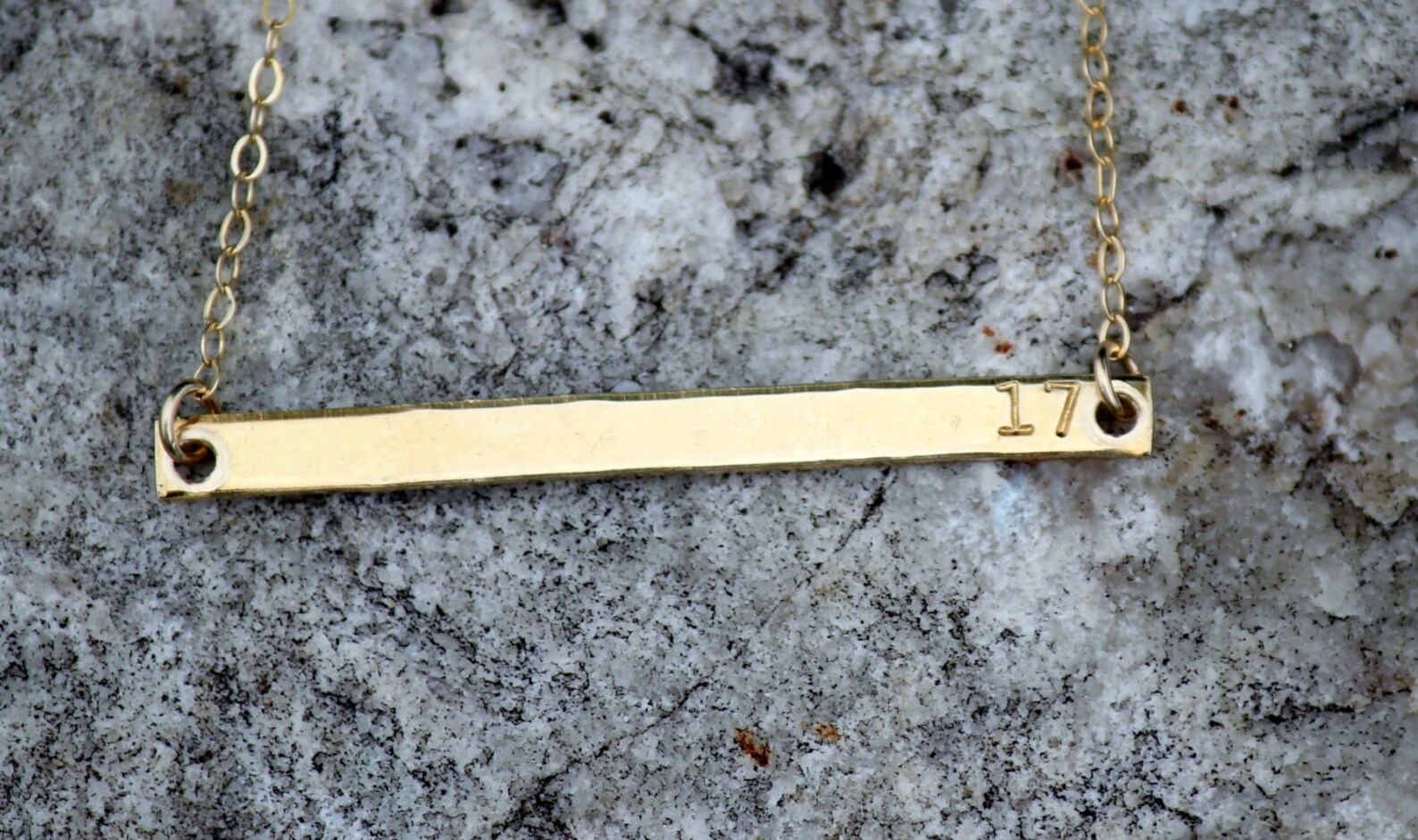 Personalized Gold Bar Necklace Skinny Nameplate Necklace Etsy