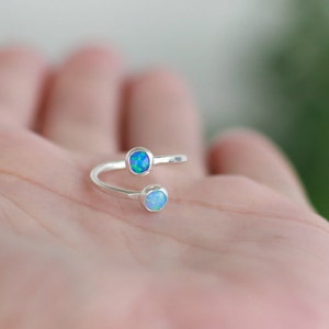 MULTI OPAL RING Dual Opal Ring October Ring Mother's Ring Adjustable Opal ring Opal ring Dual Adjustable Gemstone Ring image 4