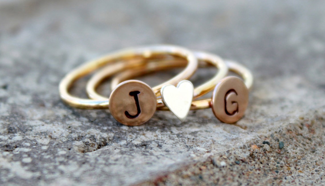 INITIAL RINGS custom Initial Rings Sterling Silver Custom Etsy