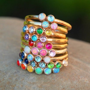 MULTI GEMSTONE RING Opal Ring multi birthstone ring eternity band multi opal ring stacking birthstone ring stacking rings image 3