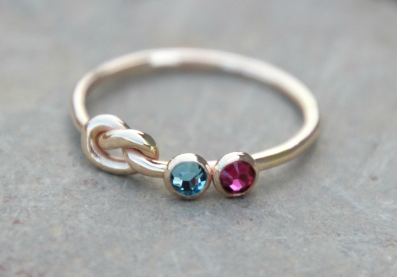 KNOT RING gemstone knot ring multi gemstone knot ring multi gemstone ring infinity knot love ring image 5