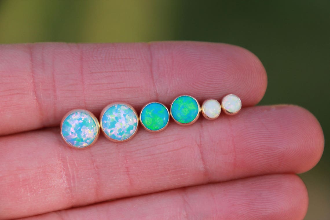 14K GOLD FILLED OPAL Stud Earrings Opal Stud Earrings Etsy