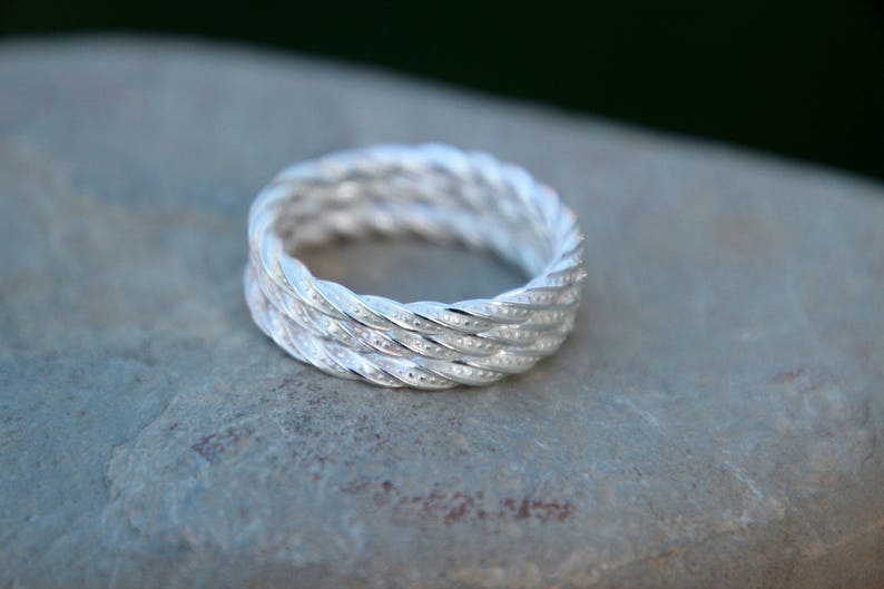 STACKING RINGS Sterling Silver Sparkly Twist Stacking Rings stacking rings stackable ring image 2