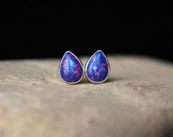 TEARDROP OPAL STUD Earrings- Teardrop Earrings - pear shaped earrings - opal stud earrings - stud earrings - earrings