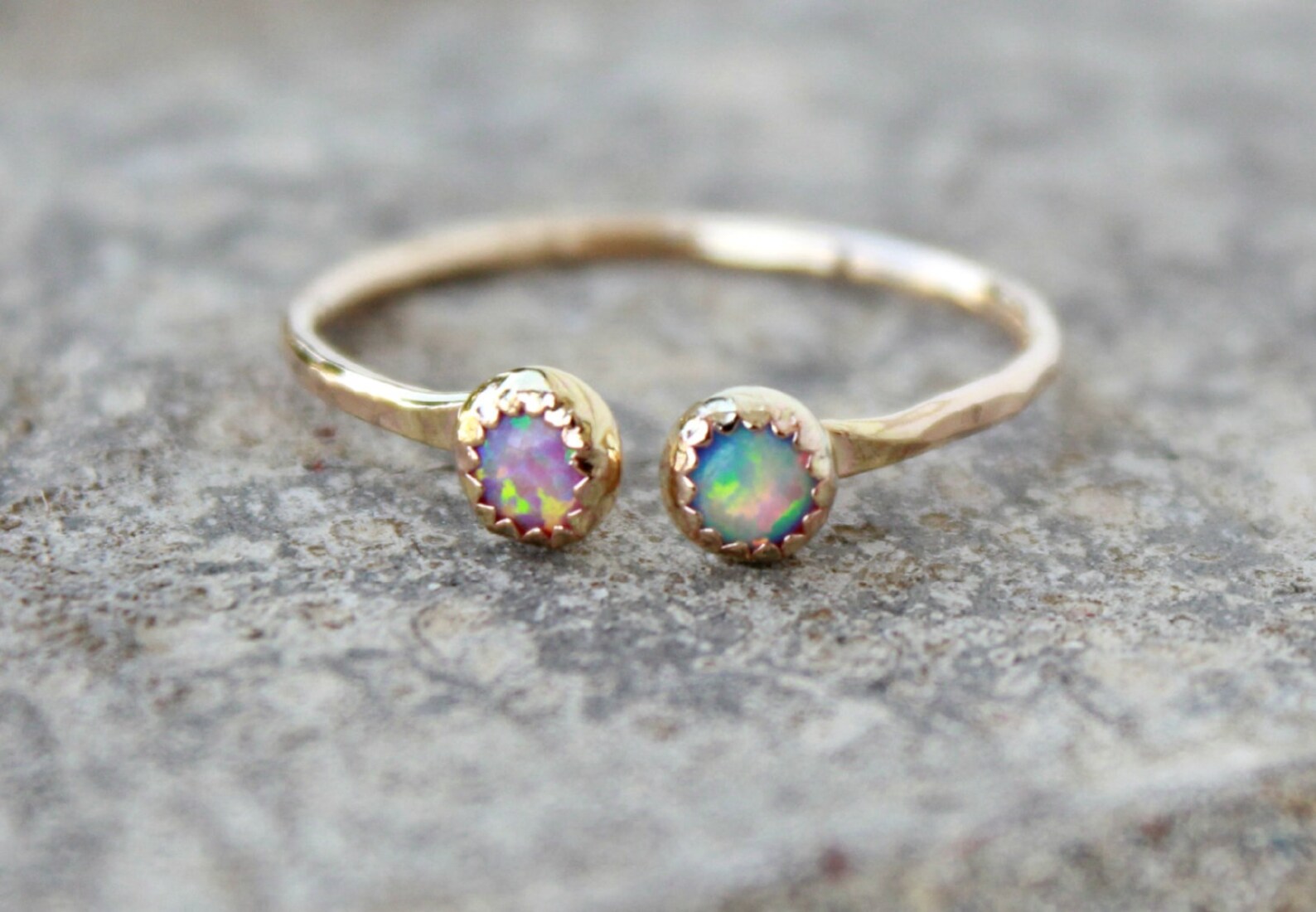 Gold Adjustable Opal Stacking Ring ~ Gold Opal Ring - Gold-filled Opal ...