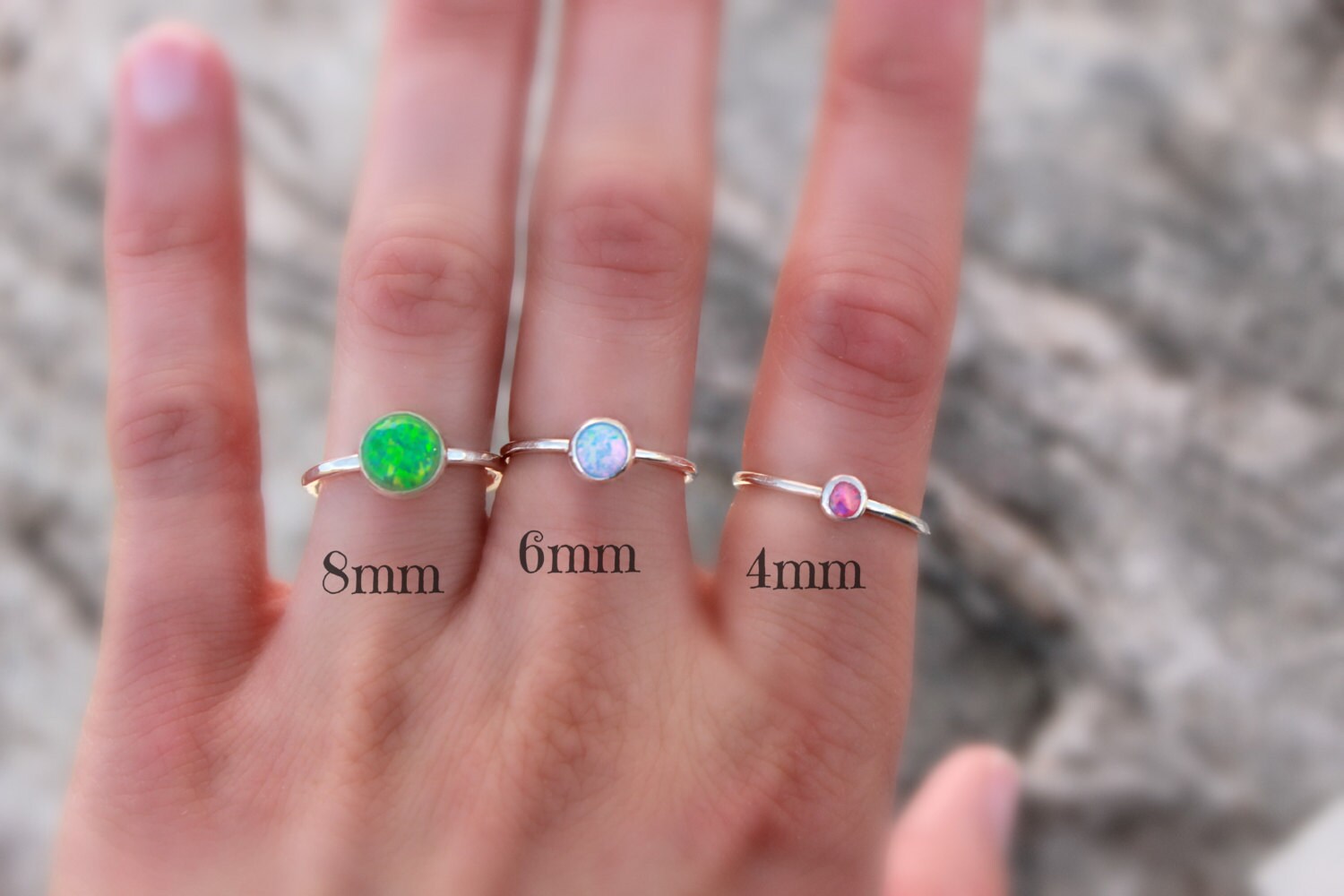 6mm SOLID STERLING Opal Stacking Ring Opal Ring Sterling Etsy