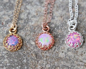 Dainty Opal Drop Necklace – Argentium Silver, Gold, Rose Gold