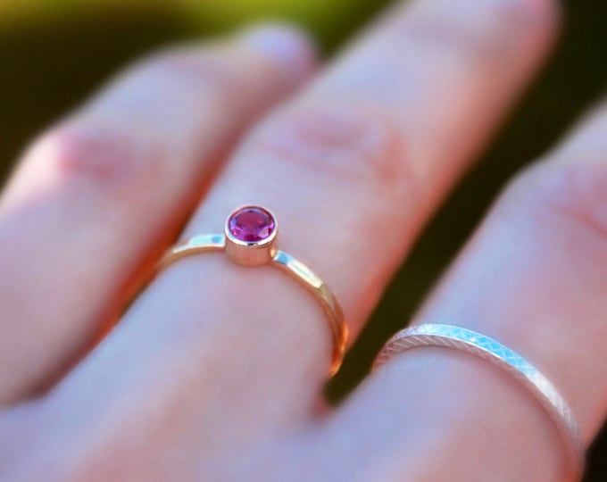 GOLD Gemstone Stacking Ring - Gold Gemstone Stacking Ring Choose Your BIRTHSTONE CRYSTAL - Stacking Ring- stacking rings, stackable rings,