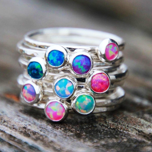 OPAL STACK Ring - GIA Certified opals - Opal Ring - Silver Opal Ring -gemstone stacking ring-gemstone rings -opal stacking rings