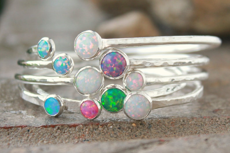 Bangle Bracelet Argentium Sterling Silver Bangle Bracelet Opal Bangle Bracelet Sterling Silver Bangle ADJUSTABLE OPAL BRACELET