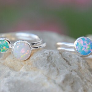 OPAL RING SET - 8mm and 6mm opal ring - Opal Stacking Ring - Skinny Opal Ring - Colorful Opals - Choose your Opal - Gemstone Ring - Ring