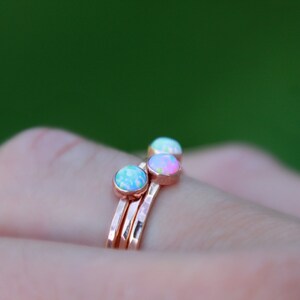 ROSE GOLD OPAL Stacking ring Opal ring Pink Gold Opal Ring Gemstone Ring October Ring stacking gemstone ring image 5