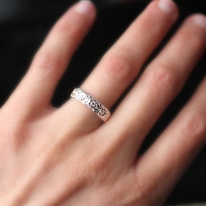 STERLING SILVER WILDFLOWER Band floral stack ring floral ring silver floral wedding band image 5