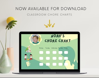 編集可能な教室用雑用表Canvaテンプレート（デジタルダウンロード）