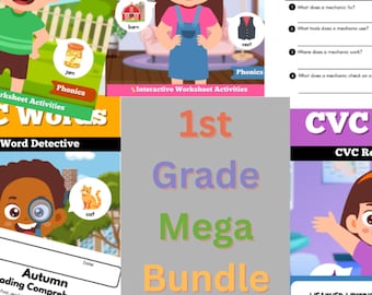 1st Grade Writing Mega Pack | CVC Words, Lesson Plans (Digital Download) Homeschool| Kid-Friendly