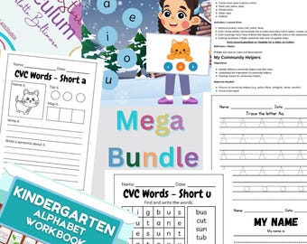 幼稚園向けメガワークブック＆カリキュラム｜印刷可能なレッスン、ワークシート、アクティビティ｜デジタル学習バンドル｜子供向け