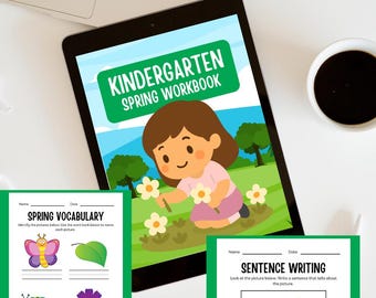 幼稚園春のワークブック｜語彙・文章・数え方｜ライティングパック｜ホームスクーリング用ワークシート｜印刷可能なPDF｜子供向け