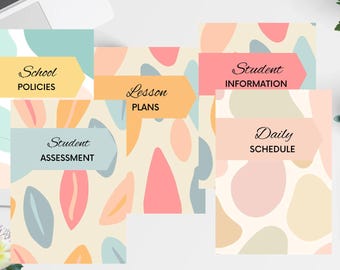 印刷可能な教師用バインダー仕切り｜編集可能な教室オーガナイザータブ（PDF）