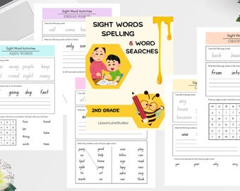 サイトワードスペリングワークシートセット｜ホームスクール読書（デジタルダウンロード）｜子供向け