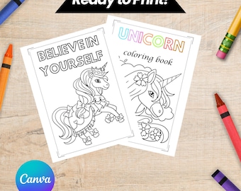 ユニコーンぬりえ：印刷可能なCanvaテンプレート（デジタルダウンロード）ホームスクール学習｜子供向け