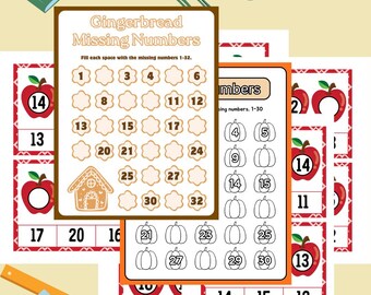 欠けている数字カード｜算数プリント教材（デジタルダウンロード）｜子供向け