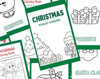 クリスマス語彙アクティビティセット｜塗り絵、ワークシート（印刷可能なCanvaテンプレート）