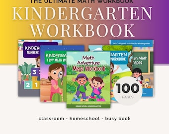 幼稚園向け算数ワークブック｜足し算、引き算、数え方、図形（100ページ以上）（デジタルダウンロード）｜子供向け