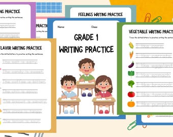 1st Grade Writing Practice | Sentence Building, Sight Words (PDF) Homeschool Learning| Kid-Friendly