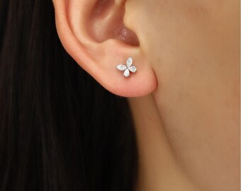 Lab Grown Diamond Earrings IGI Certified PT950 Platinum, Marquise Pear Cut Diamond Studs 0.26 CT, Luxury Minimalist Jewelry