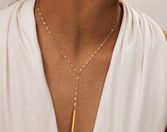 Necklaces For Women - Dainty 18k Gold Plated Tassel Necklace, Adjustable Y Shape Design - Lariat Necklace