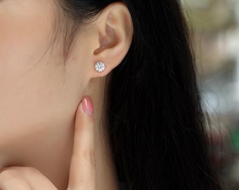 Lab Grown Diamond Earrings 1 Carat D Color IGI Certified, 18K Gold Real Diamond Studs, Fine Jewelry Gift for Her