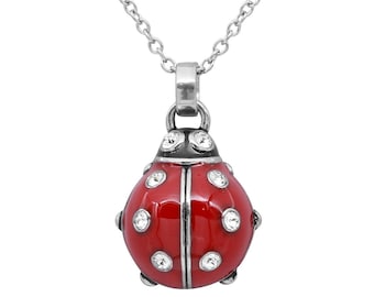 Ladybug Necklace with Crystals