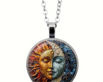 VINTAGE SUN AND moon pendant necklace