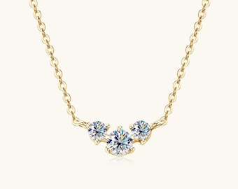 Gold Plated Necklace Sterling Silver Moissanite Pendant Unisex Jewelry Gift