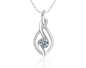 Necklaces For Women - Sterling Silver Moissanite Pendant With Geometric Design - Necklace For Ladies