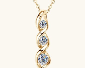 Anniversary Necklace Spiral Moissanite In Rose Gold Plated Sterling Silver - Beading Necklace Ideas