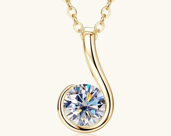 Necklaces For Women Sterling Silver Moissanite Pendant Necklace 1 Carat Elegant Jewelry - Cross Pendant Necklace Silver