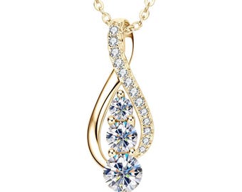 Necklaces For Women Sterling Silver Moissanite Pendant Necklace, Infinity Design, Perfect Engagement Gift - Necklace For Ladies