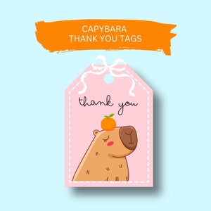 Capybara Thank You Party Favor Gift Tags (Digital)